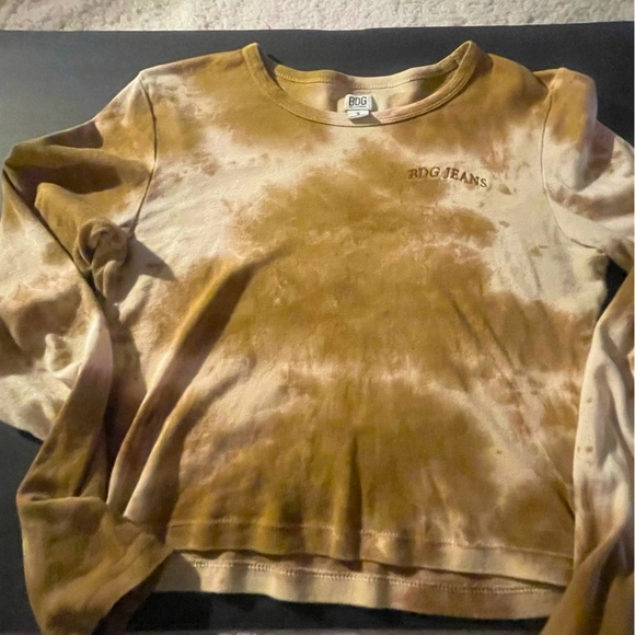 BDG Jeans (Size Small) Cropped Tie-Dye Crewneck Shirt in Brown and Cream - Picture 10 of 10